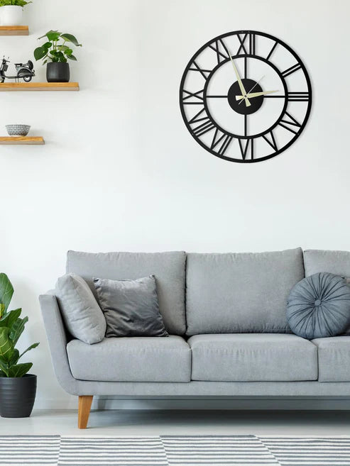 Modern Minimal Roma Rakamlı Dekoratif Metal Duvar Saati