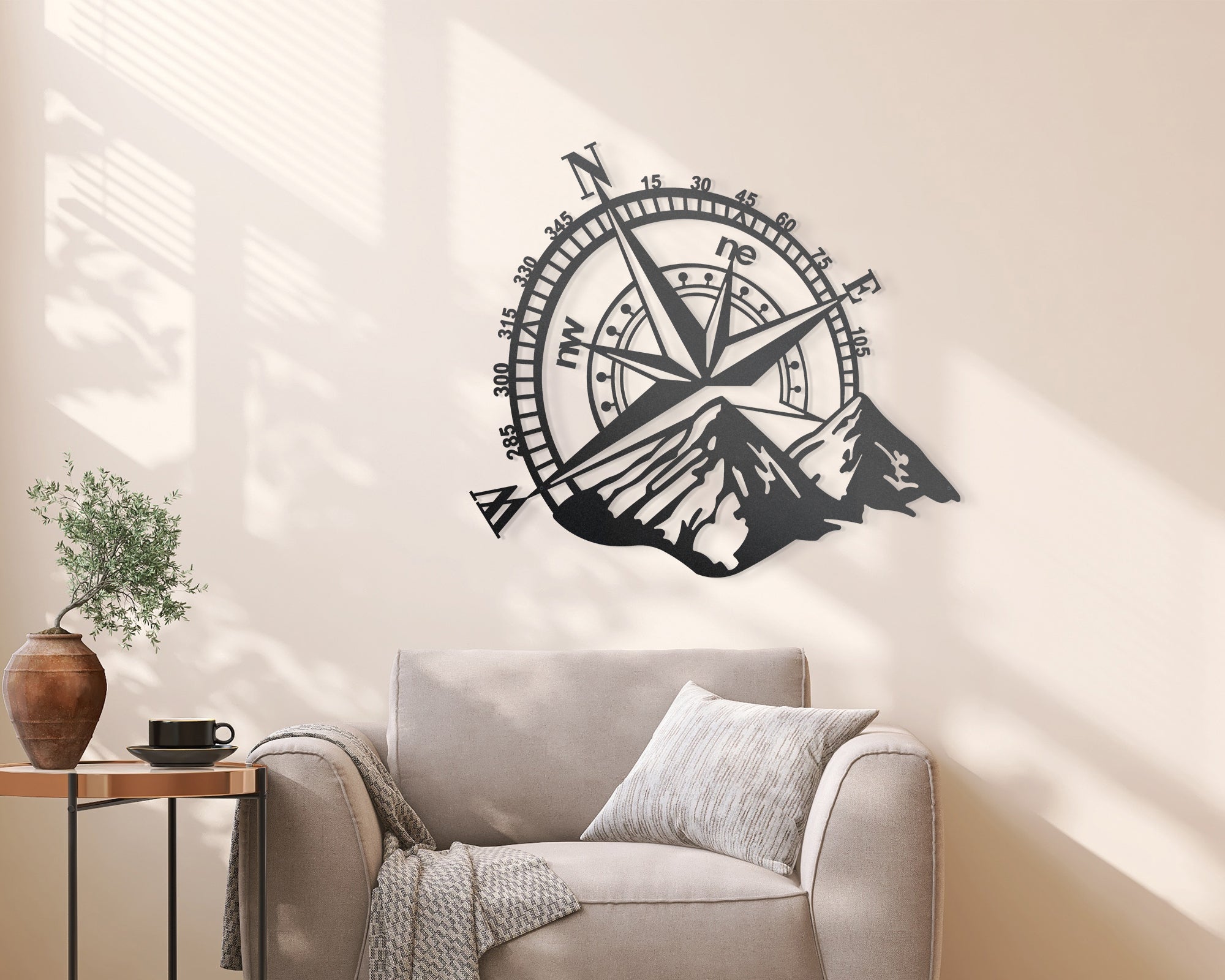 Pusula Dağ Temalı Off Road Metal Tablo 45x40cm