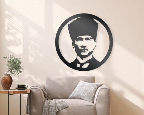 Dekoratif Metal Duvar Tablosu Atatürk Portresi