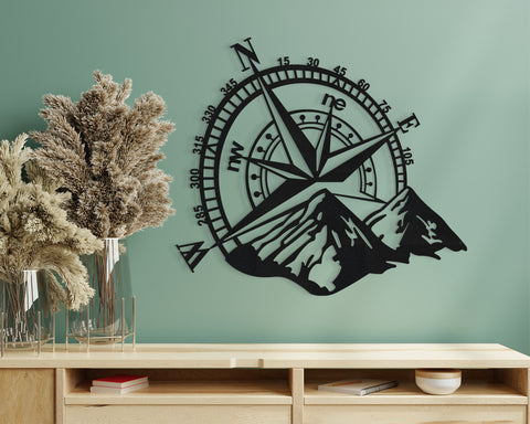 Pusula Dağ Temalı Off Road Metal Tablo 45x40cm